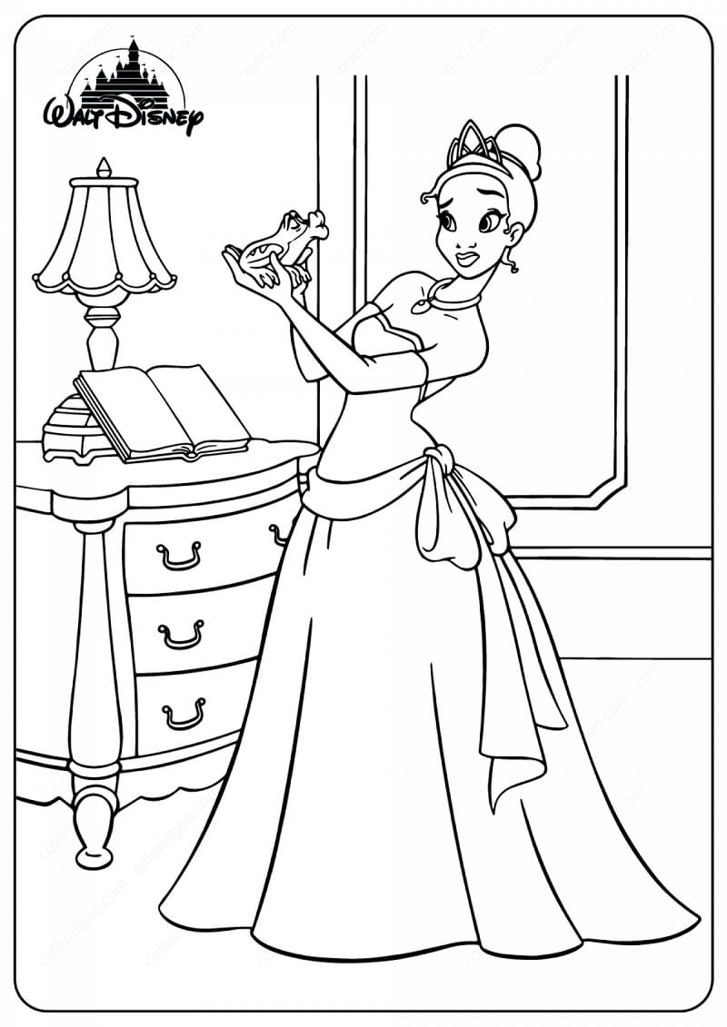 Desenho de Princesa Tiana Download para Imprimir e Colorir