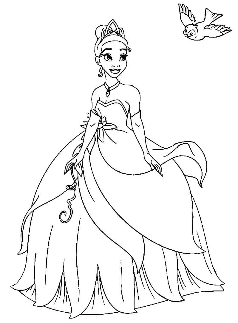 Desenho de Princesa Tiana Download Pdf para Colorir