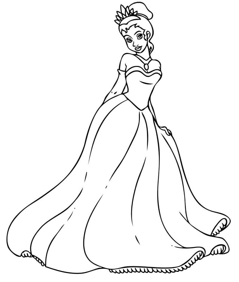 Desenho de Princesa Tiana Grátis para Imprimir e Colorir
