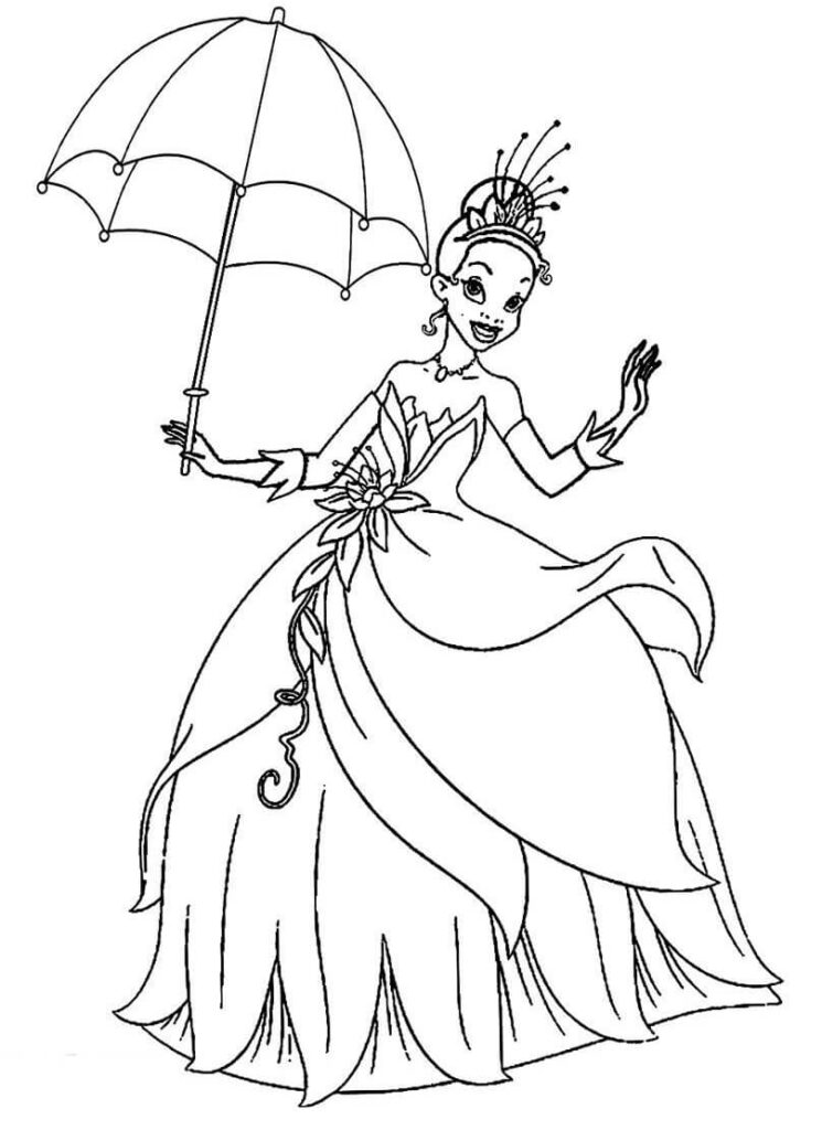 Desenho de Princesa Tiana Imprimivel para Colorir