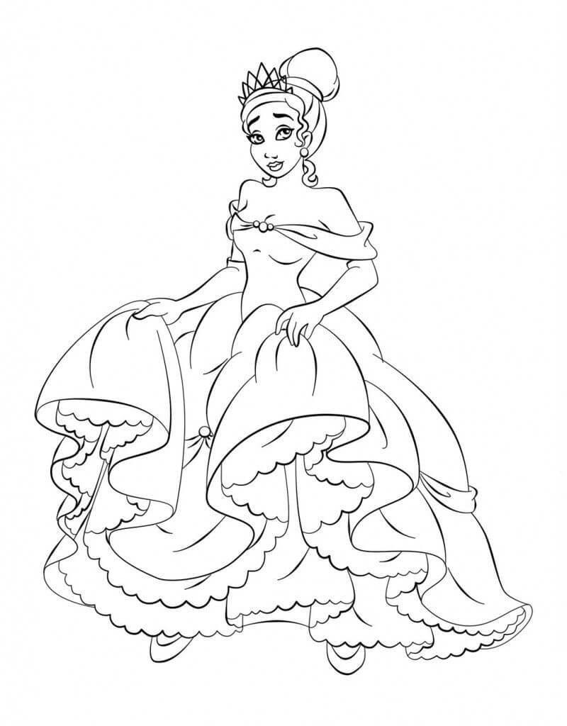 Desenho de Princesa Tiana Imprimivel para Imprimir e Colorir