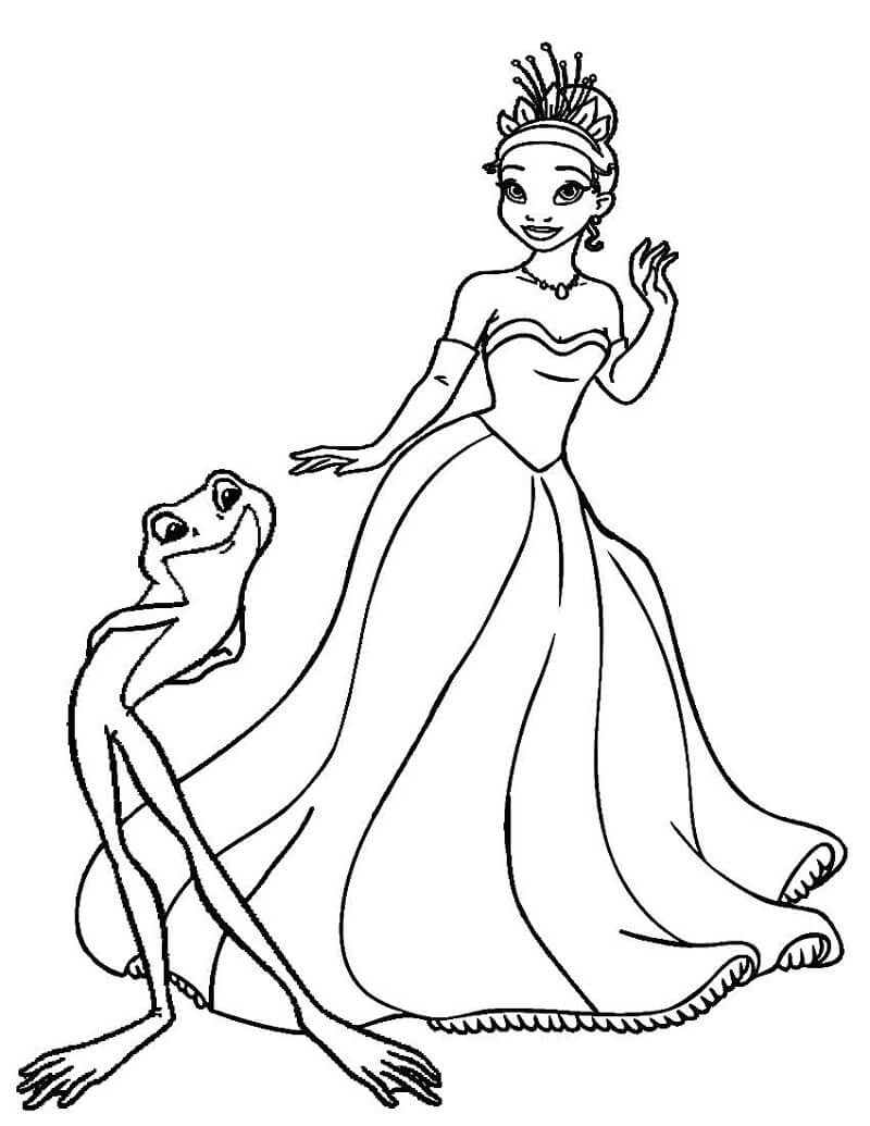 Desenho de Princesa Tiana para Colorir Imprimivel