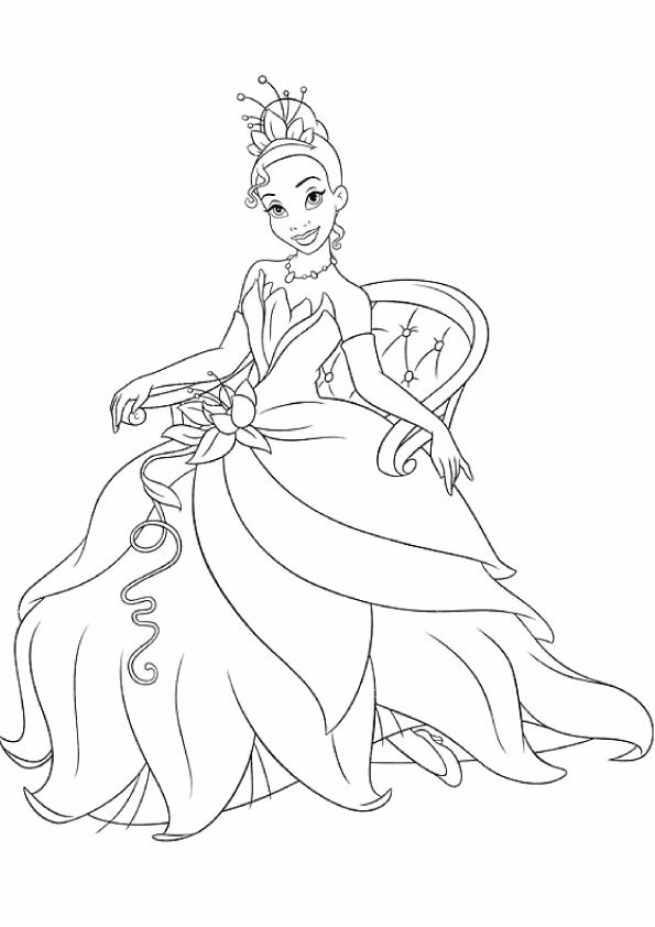 Desenho de Princesa Tiana Pdf para Colorir