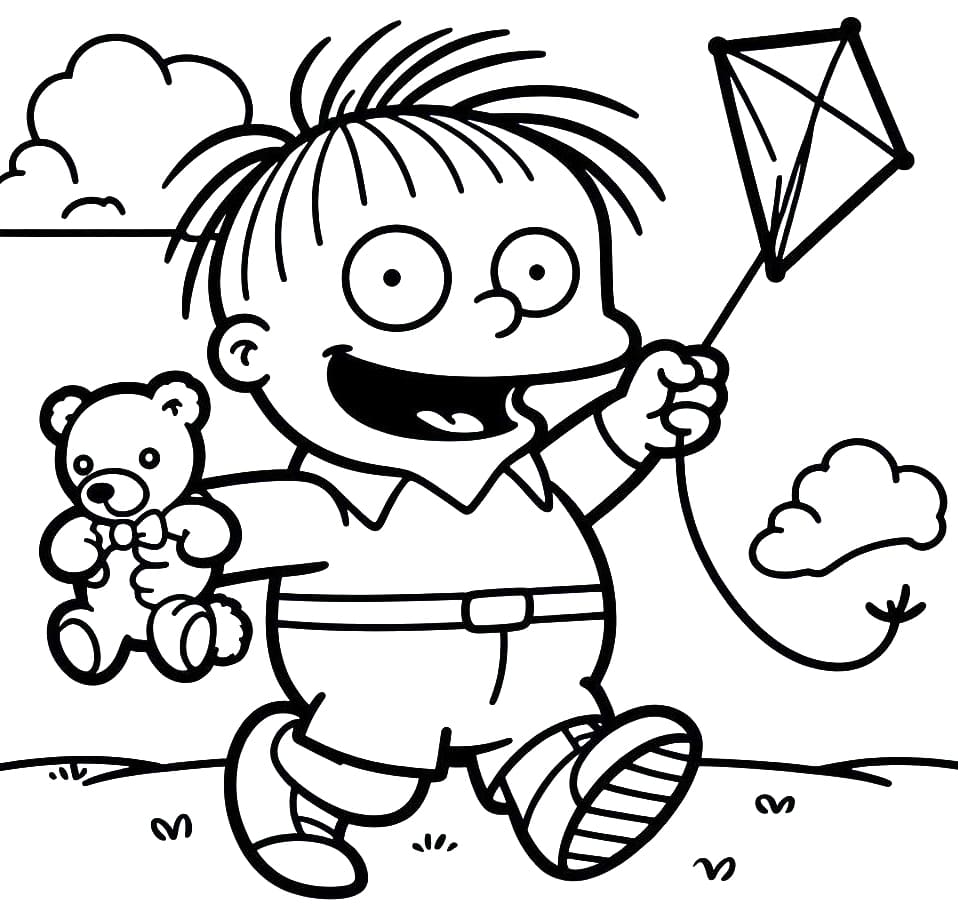 Desenho de Ralph Wiggum dos Simpsons com Pipa Grátis para Colorir