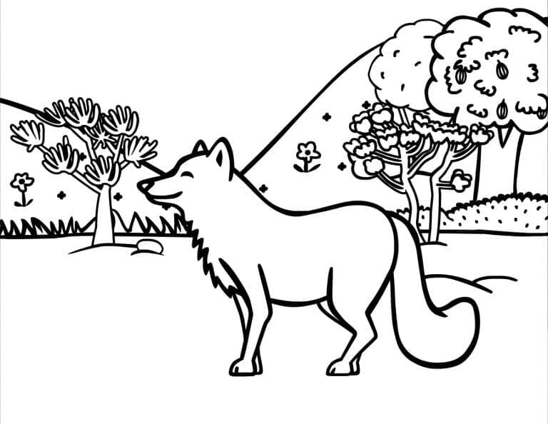 Desenho de Raposa na Floresta para Colorir