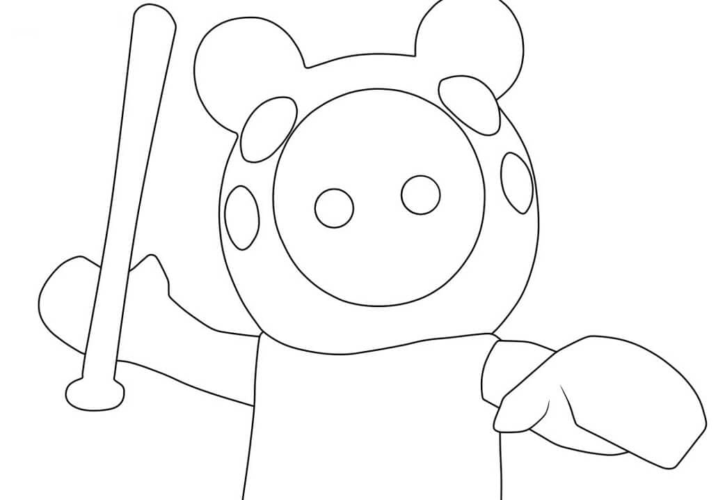 Desenho de Piggy Roblox com Taco de Beisebol para Colorir Desenho de Piggy Roblox com Taco de Beisebol para Colorir