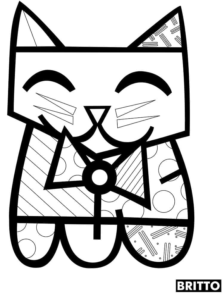 Desenhos de um Gato de Romero Britto para Colorir