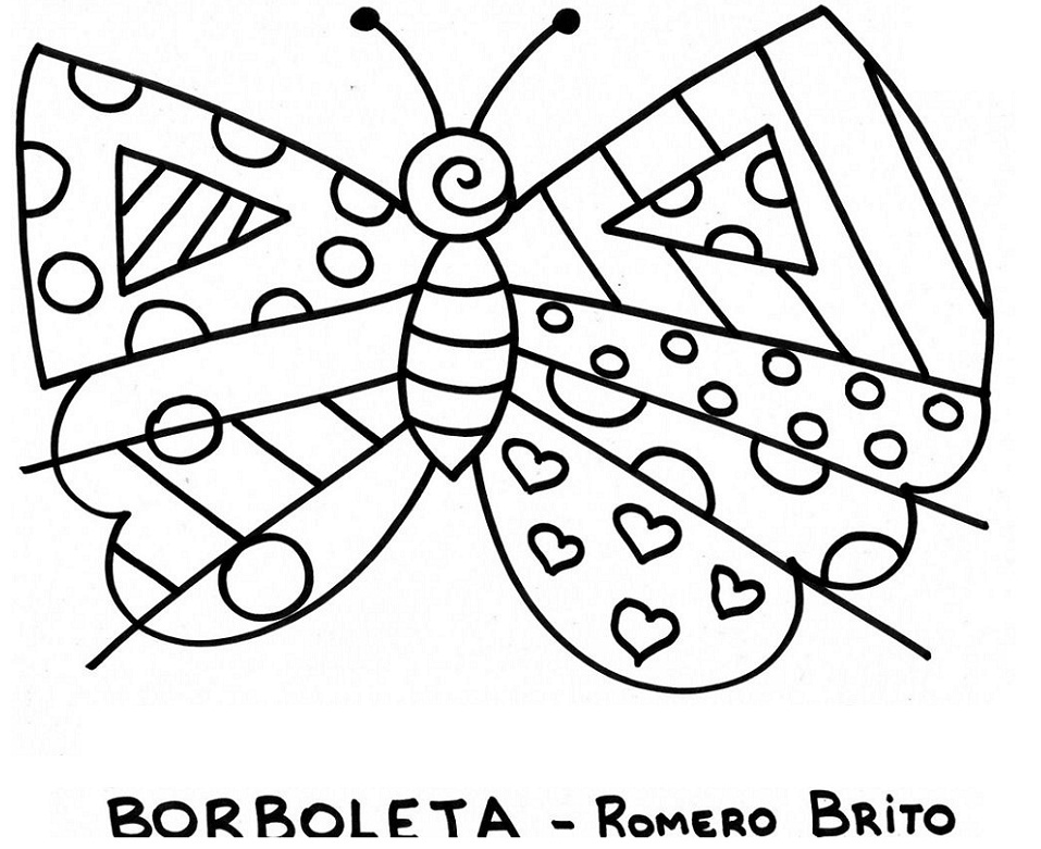Desenho Pdf Borboleta Romero Britto para Colorir