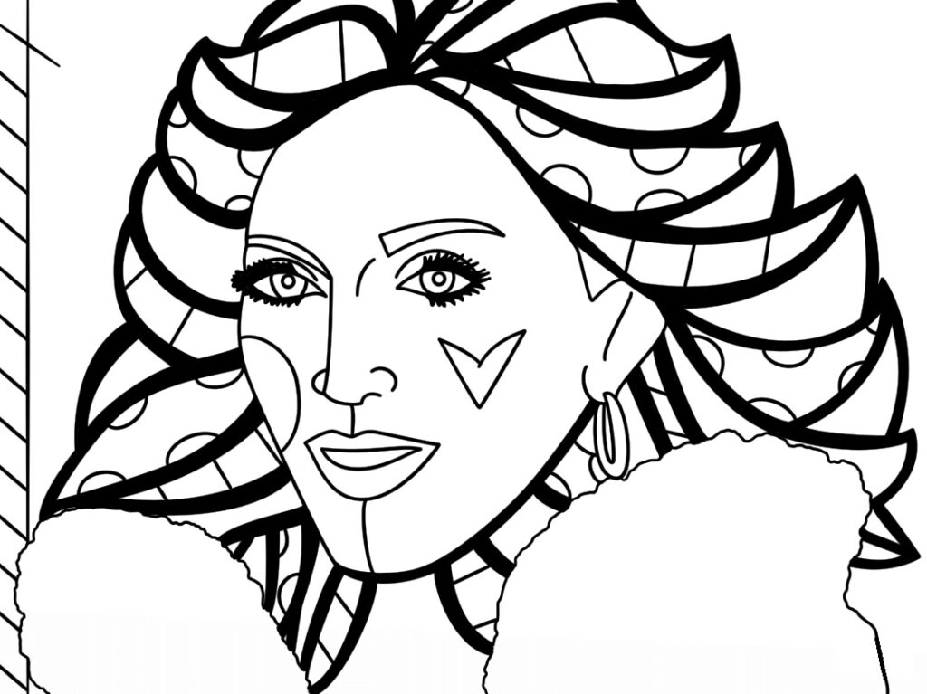 Desenho Pdf de Madonna Romero Britto para Colorir