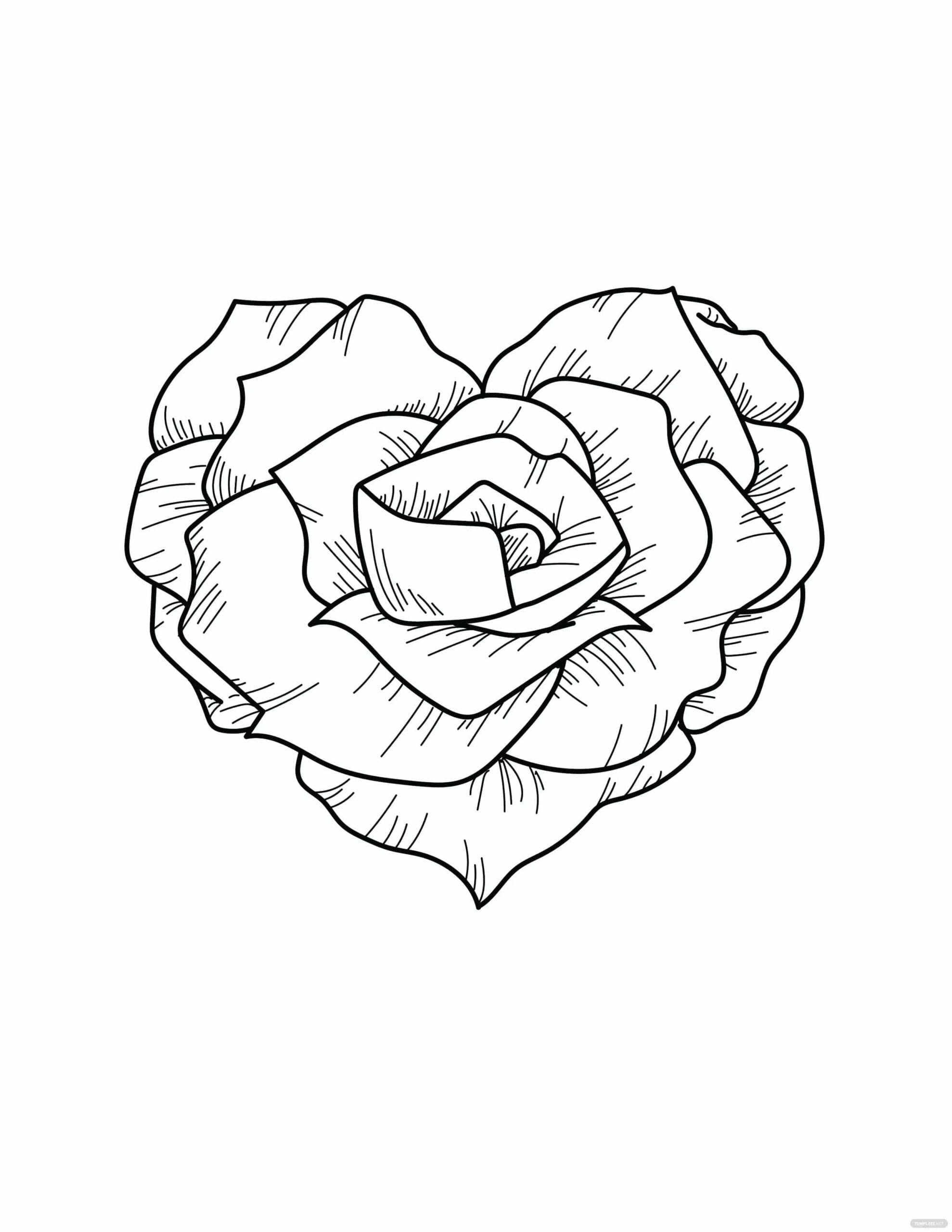 Desenhos de Coração Rosas para Colorir