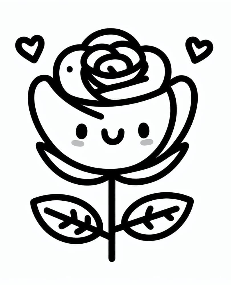 Desenhos de uma Rosa Fofa para Colorir