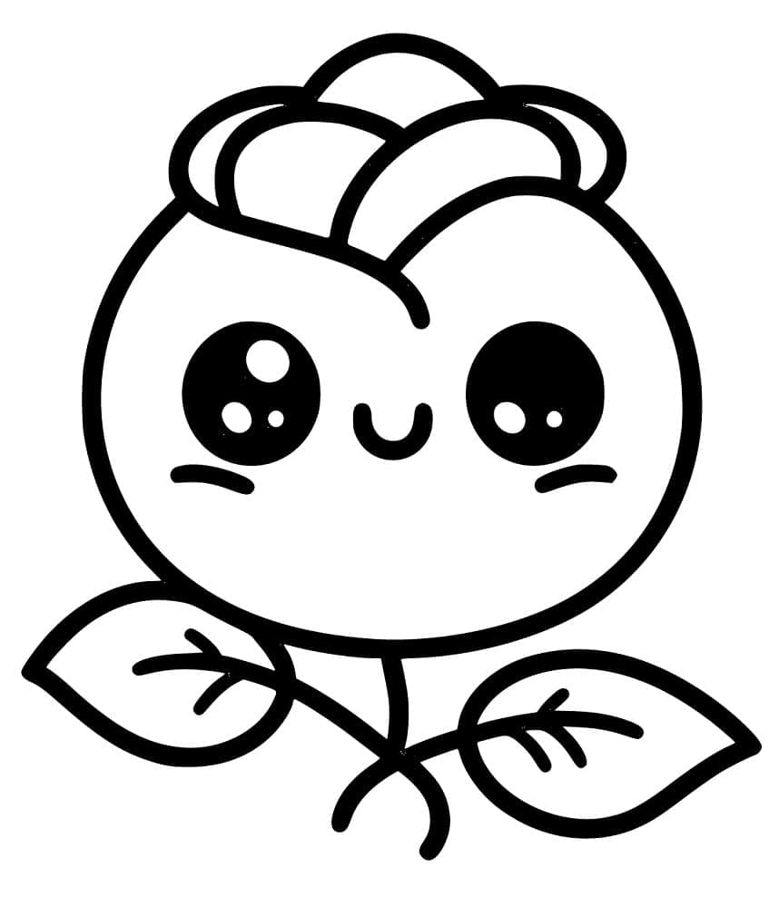 Desenhos de uma Rosa Kawaii para Colorir