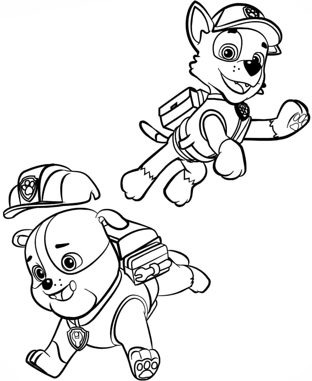 Desenho de Rubble e Rocky de Patrulhá Canina para Colorir