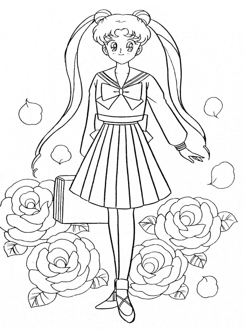 Desenho de Anime Sailor Moon para Colorir