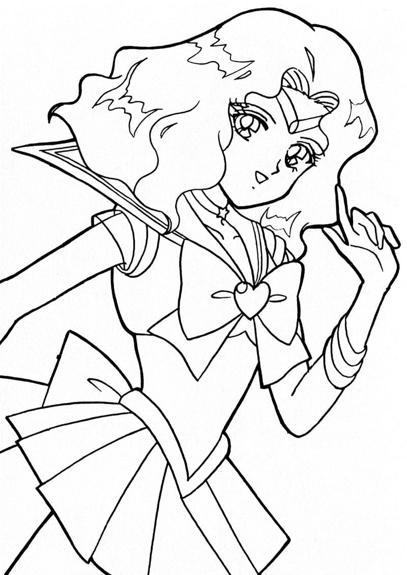 Desenho de Sailor Neptune para Colorir com Giz de Cera