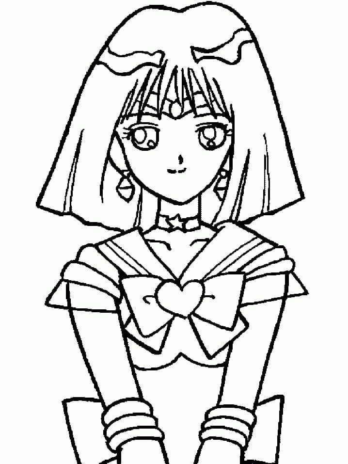 Desenho de Sailor Saturn para Colorir com Giz de Cera