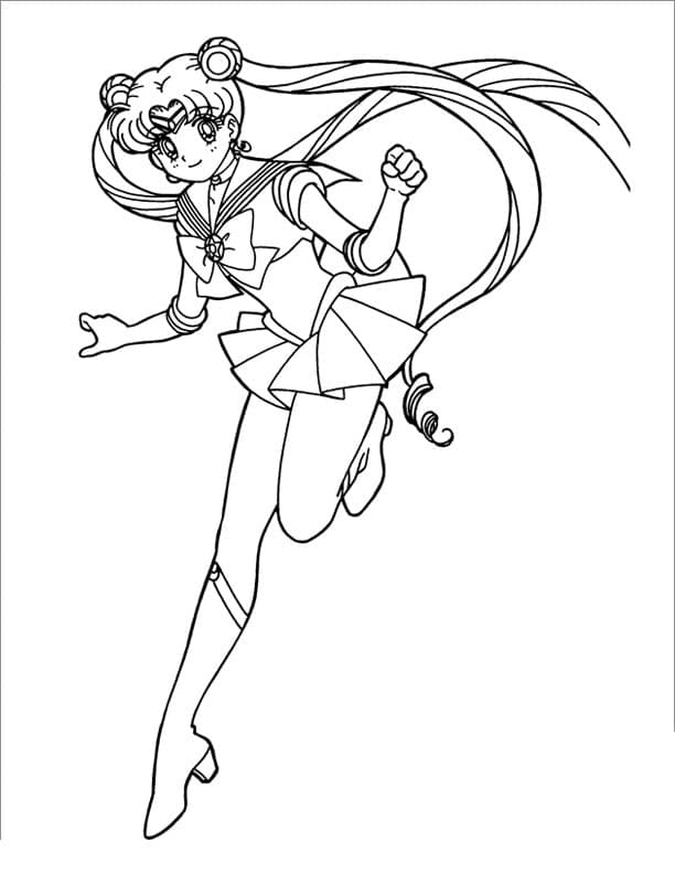 Desenho de Usagi Tsukino para Colorir com Giz de Cera