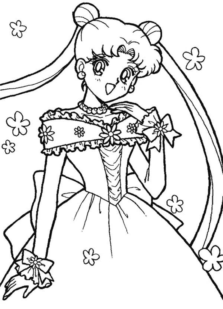 Desenho de Usagi Tsukino para Colorir com Tinta Guache
