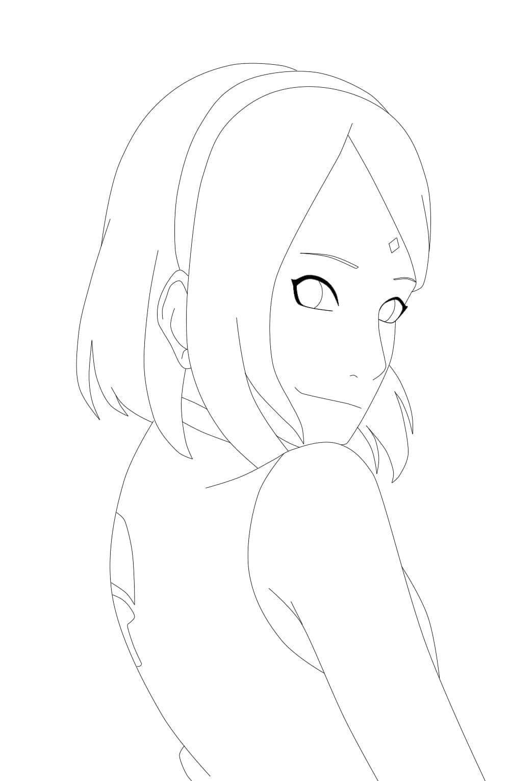 Desenhar Desenho de Sakura Haruno para Colorir Fácil