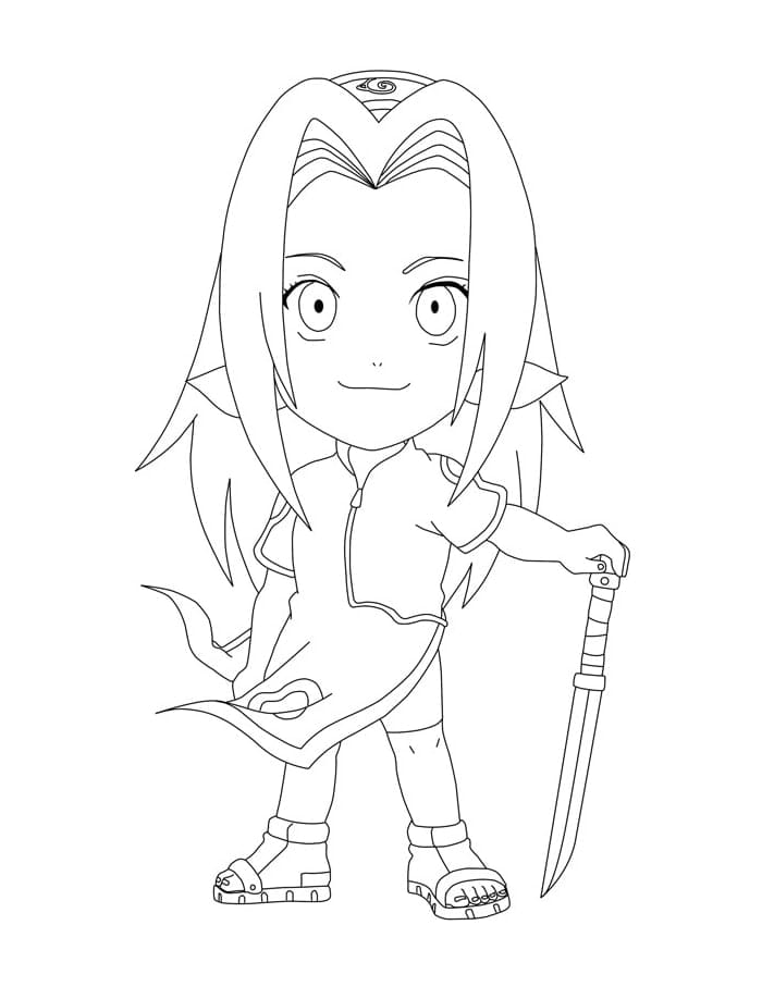 Desenho de Chibi Sakura Haruno para Colorir