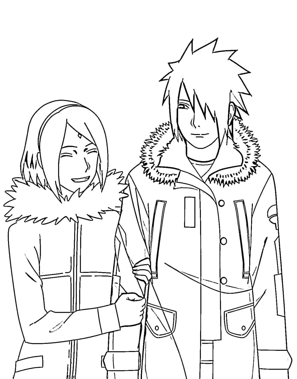 Desenho de Sakura e Sasuke de Naruto para Colorir