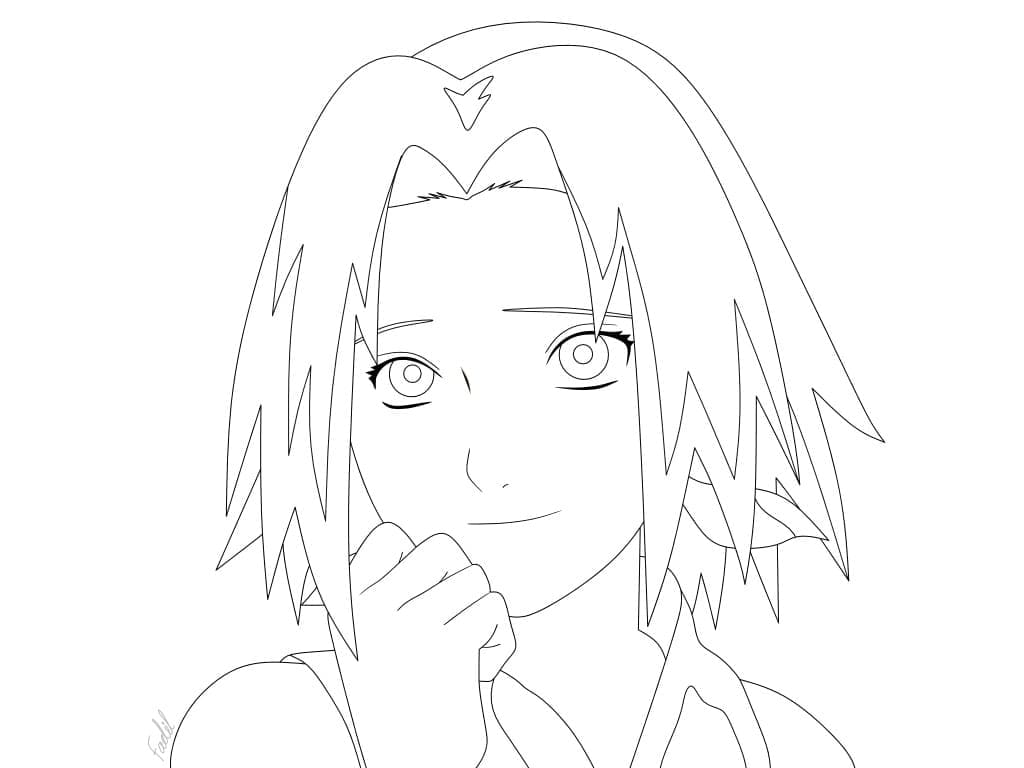 Desenho de Sakura Haruno Adorável para Colorir