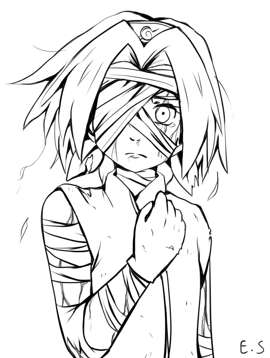 Desenho de Sakura Haruno Chorando para Colorir