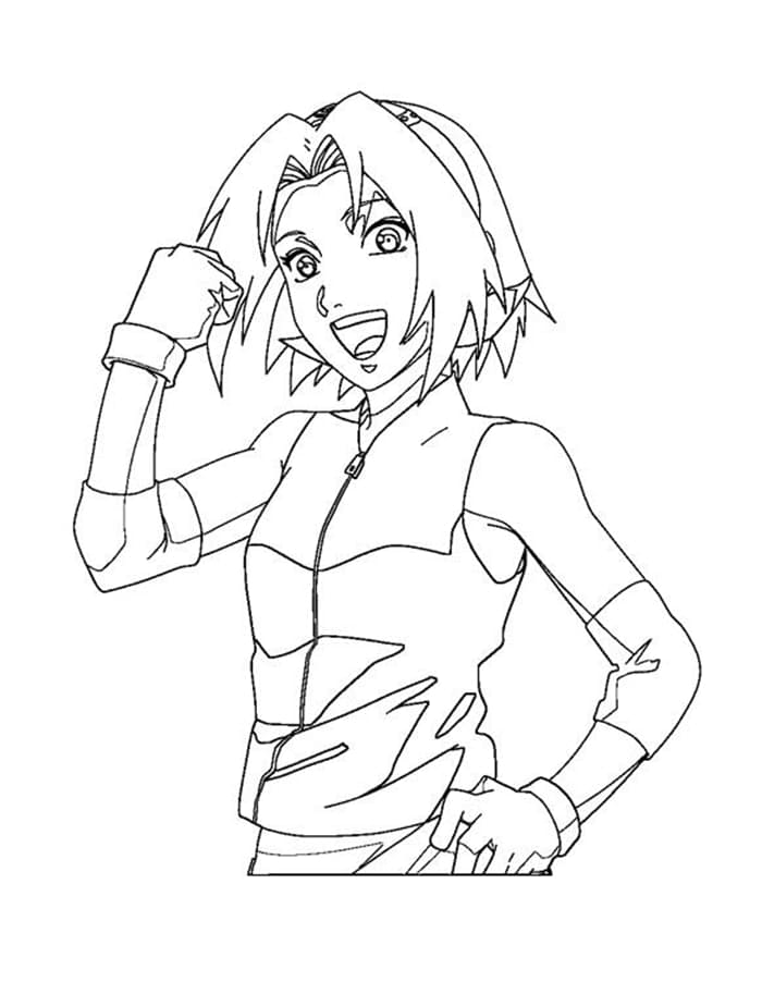 Desenho de Sakura Haruno Feliz para Colorir