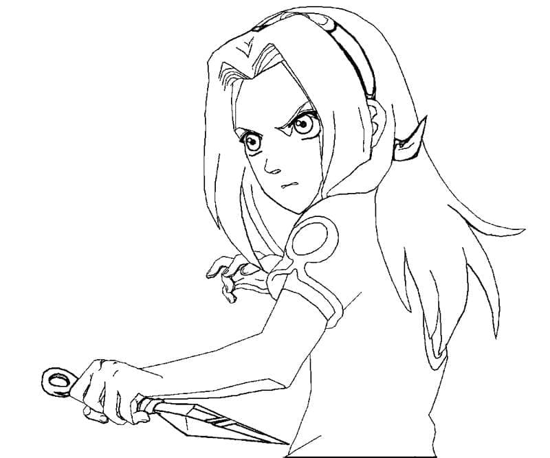 Desenho de Sakura Haruno Lutando para Colorir