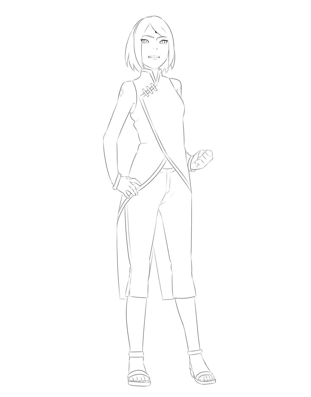 Desenho de Sakura Haruno para Pintar A4