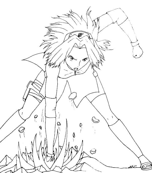 Desenho de Sakura Haruno Socando para Colorir