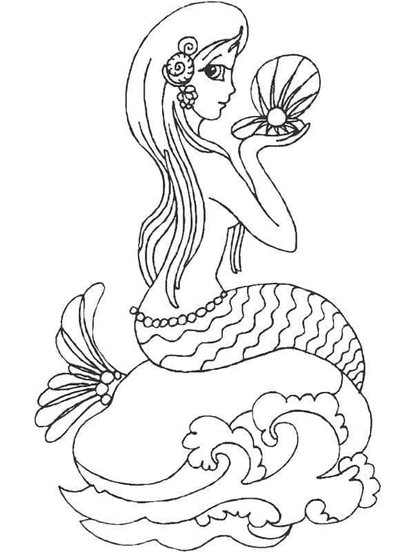 Desenho de Sereia Imprimivel para Colorir