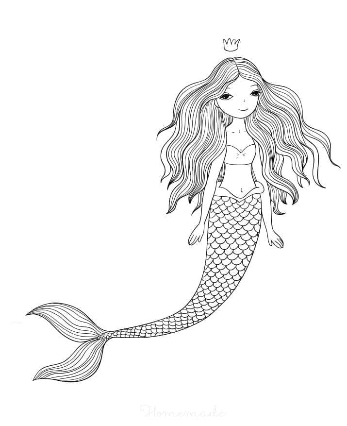 Desenho de Sereia Muito Linda para Colorir