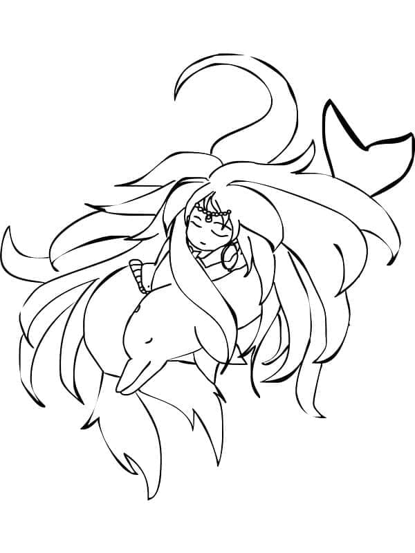 Desenho de Sereia e Golfinho para Colorir