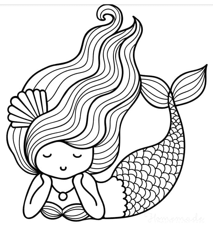 Desenho de uma Linda Sereia para Colorir