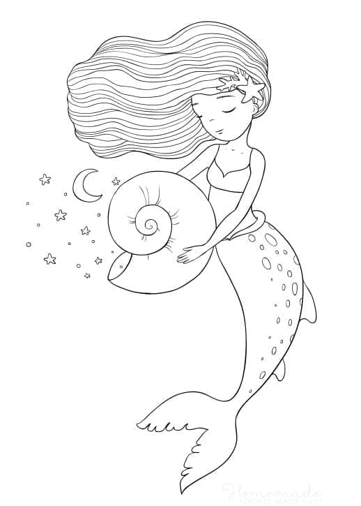 Desenho de uma Sereia Muito Linda para Colorir