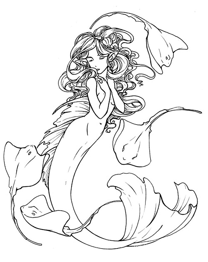 Desenho de Sereia Download para Colorir