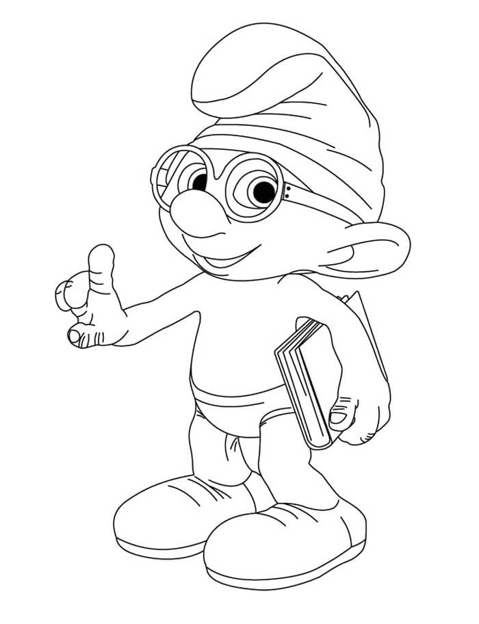 Desenho de Smurf Gênio para Colorir com Tinta Guache