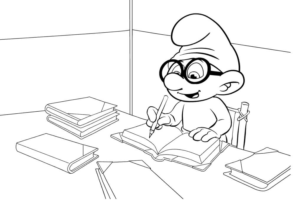 Desenho de Smurf Gênio para Colorir e Baixar Pdf