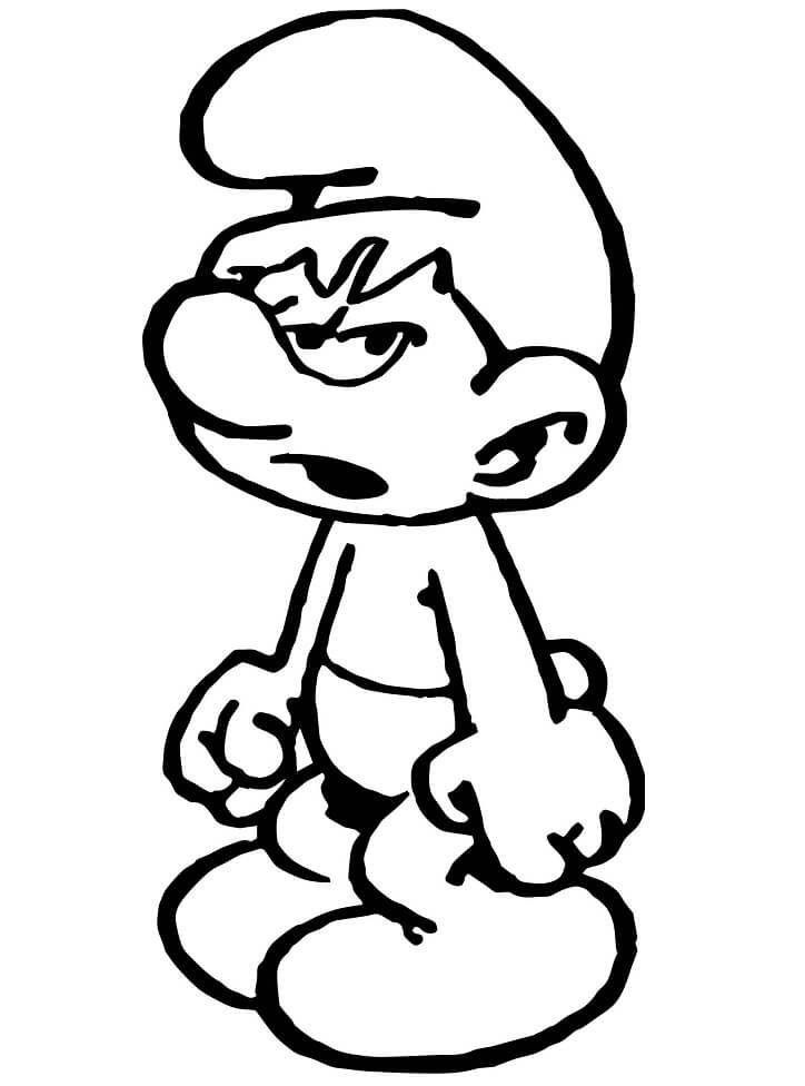 Desenho de Smurf Ranzinza para Colorir Pdf