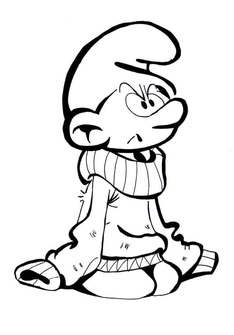 Desenho de Smurf Ranzinza para Imprimir Imprimivel