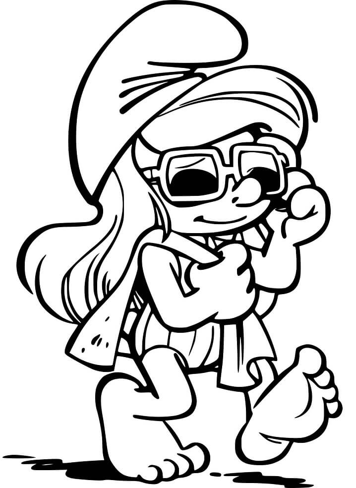 Desenho de Smurfette para Colorir com Giz de Cera Pdf