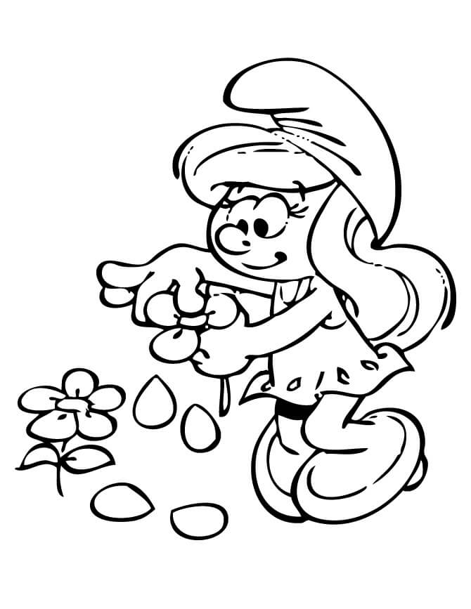 Desenho de Smurfette para Colorir com Giz de Cera