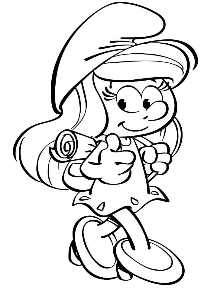 Desenho de Smurfette para Colorir e Pintar