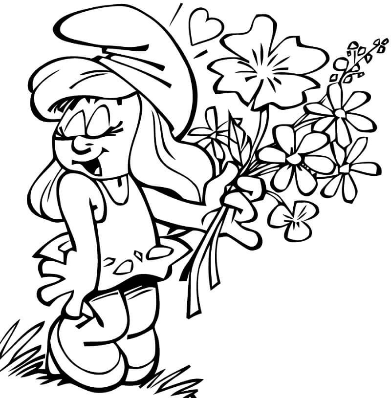 Desenho de Smurfette para Colorir Pdf