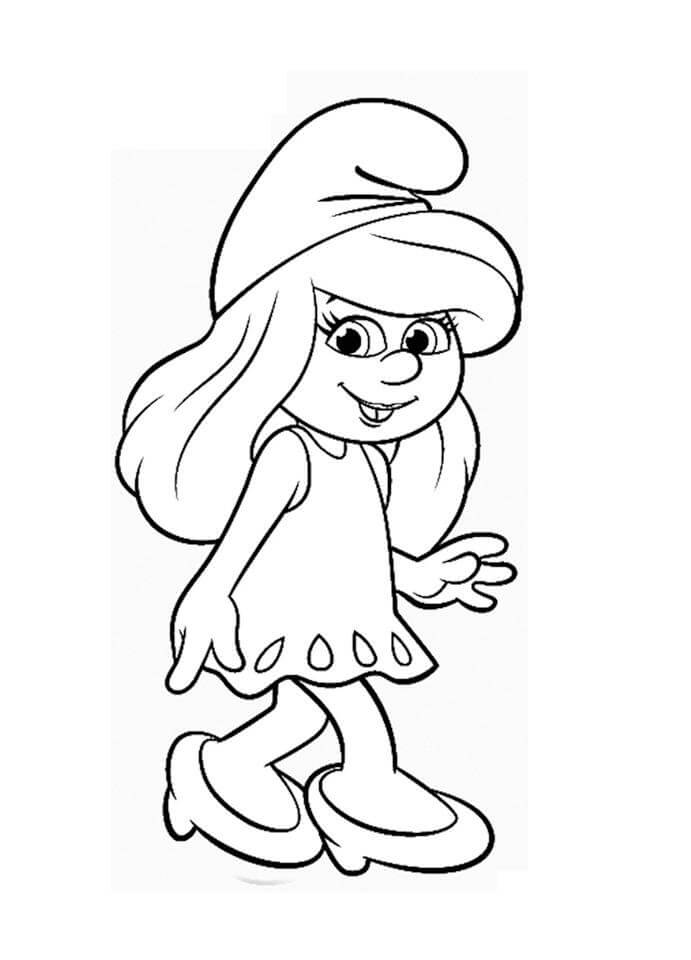 Desenho de Smurfette para Pintar com Lápis de Cor