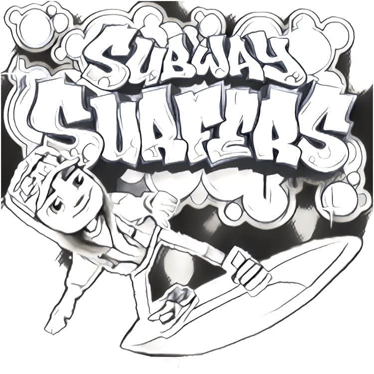 Desenho de Jogo Subway Surfers para Crianças para Colorir
