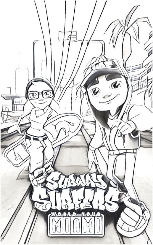 Desenho de Subway Surfers Jogo para Colorir
