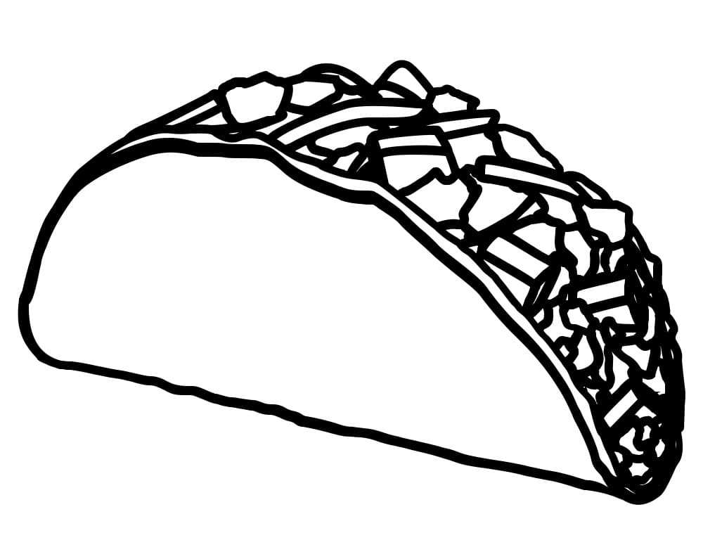 Desenho de Taco Imprimivel para Imprimir e Colorir