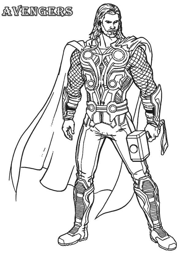 Desenho de Super Herói Thor para Colorir